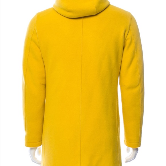 Herno Yellow boiled wool hooded full length coat Men
